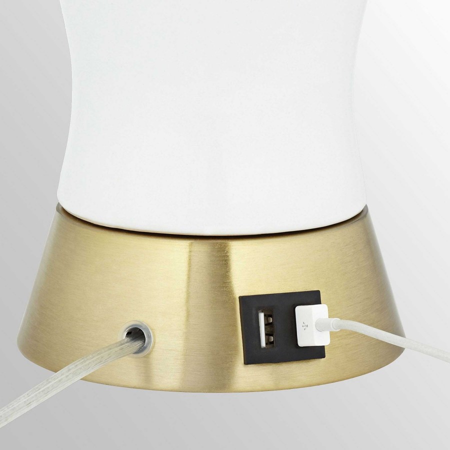 Home Accents Touch of Class | Olympia Ivory Beige Ceramic Table Lamp Pair With Usb Ports