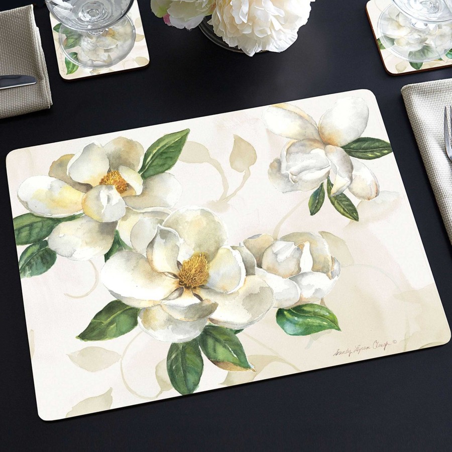 Kitchen Touch of Class | Magnolias Floral Hardboard Placemat Set Of 4