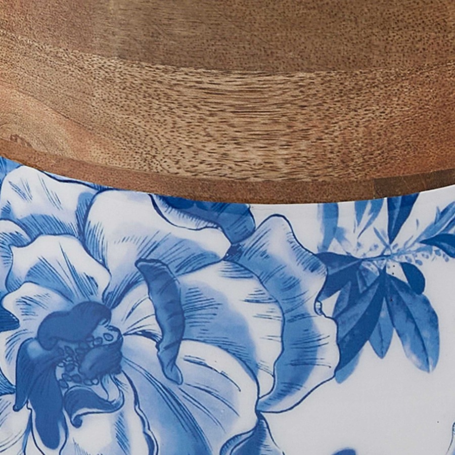 Kitchen Touch of Class | Blue Florals And Flitters Wood Kitchen Canister Set