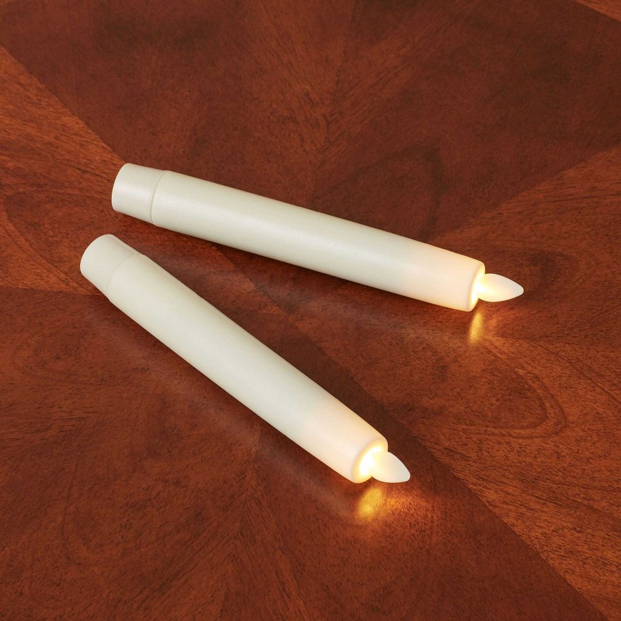 Home Accents Touch of Class | Alexa Mystique Moving Flame Ivory Led Flameless 6" Taper Candle Set