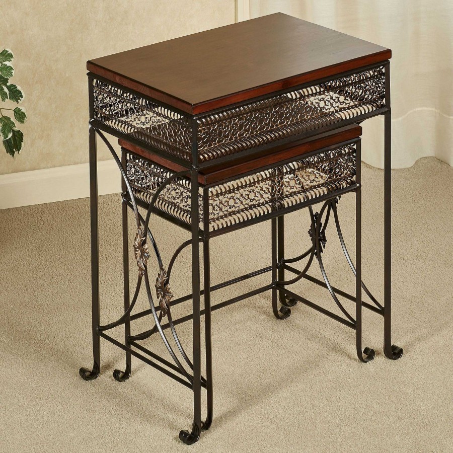 Furniture Touch of Class | Charleston Wood And Metal Nesting Table Set Of Two