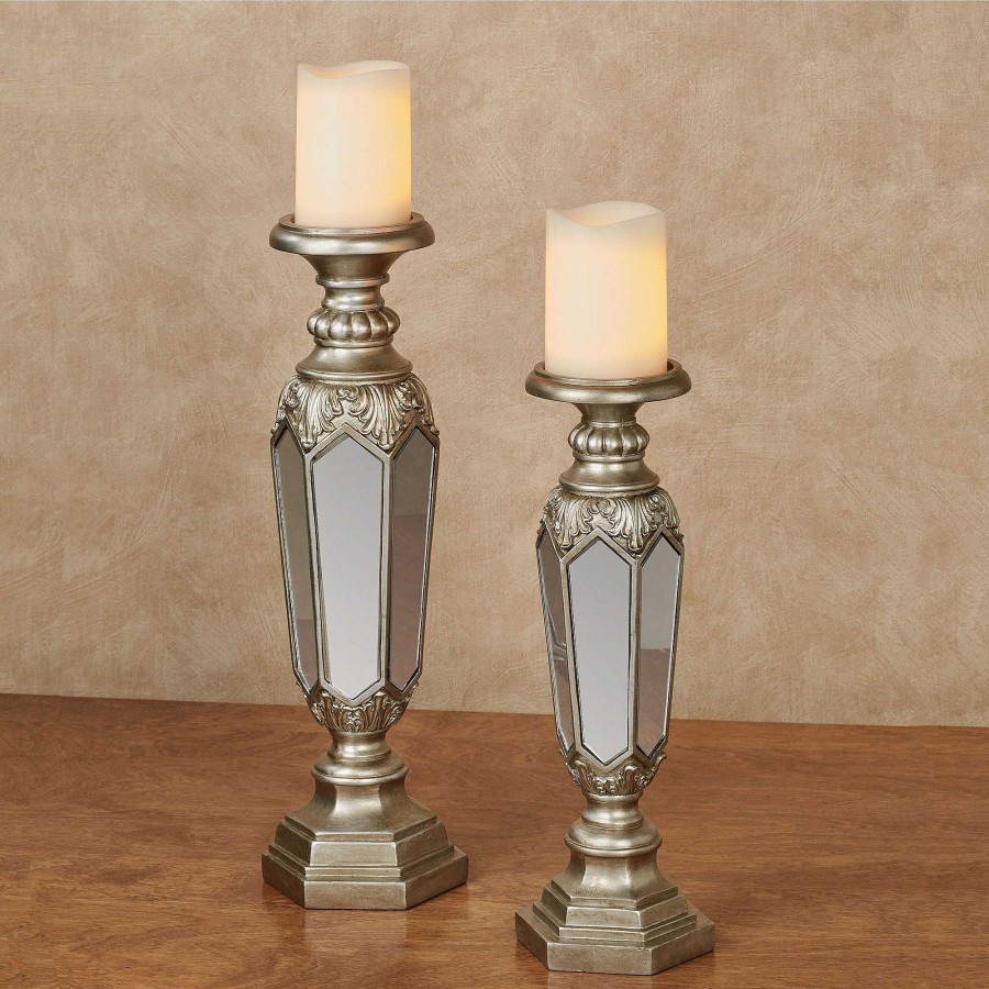 Home Accents Touch of Class | Adeana Platinum Mirrored Candleholder Set