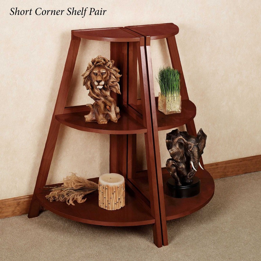 Furniture Touch of Class | Kimber Classic Cherry Short Corner Shelf Pair