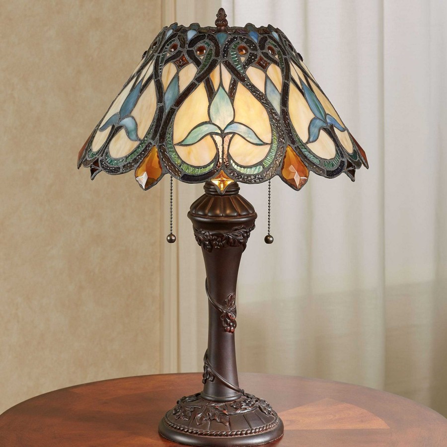 Home Accents Touch of Class | Evanthe Fleur De Lis Stained Glass Table Lamp