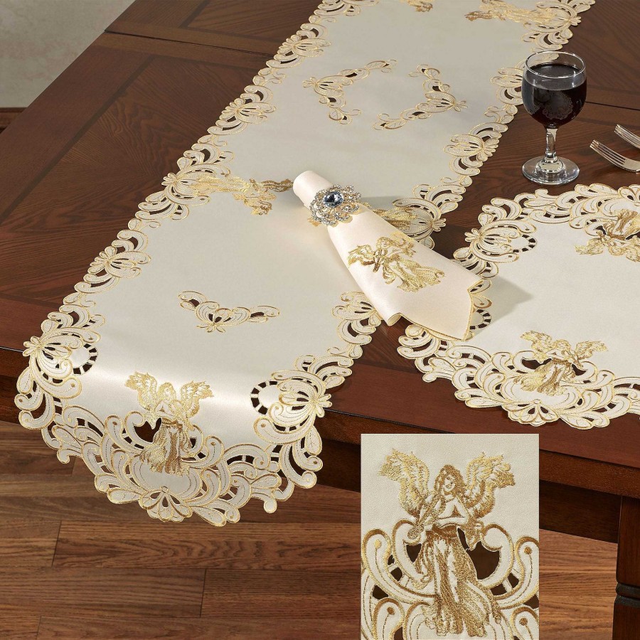 Kitchen Touch of Class | Angelica Embroidered Angel Table Runner And Accessories