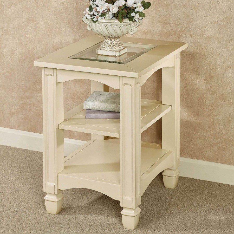 Furniture Touch of Class | Dover Light Cream Wooden Chairside Table