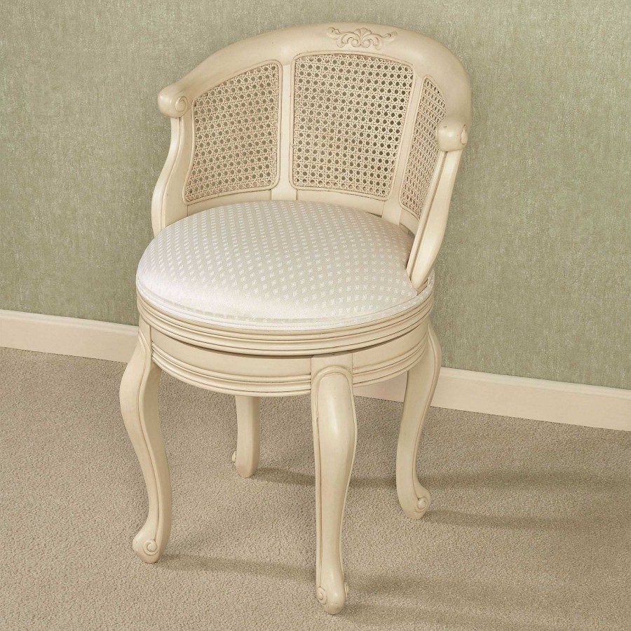 Bath Touch of Class | Belhurst Antique Ivory Swivel Vanity Chair