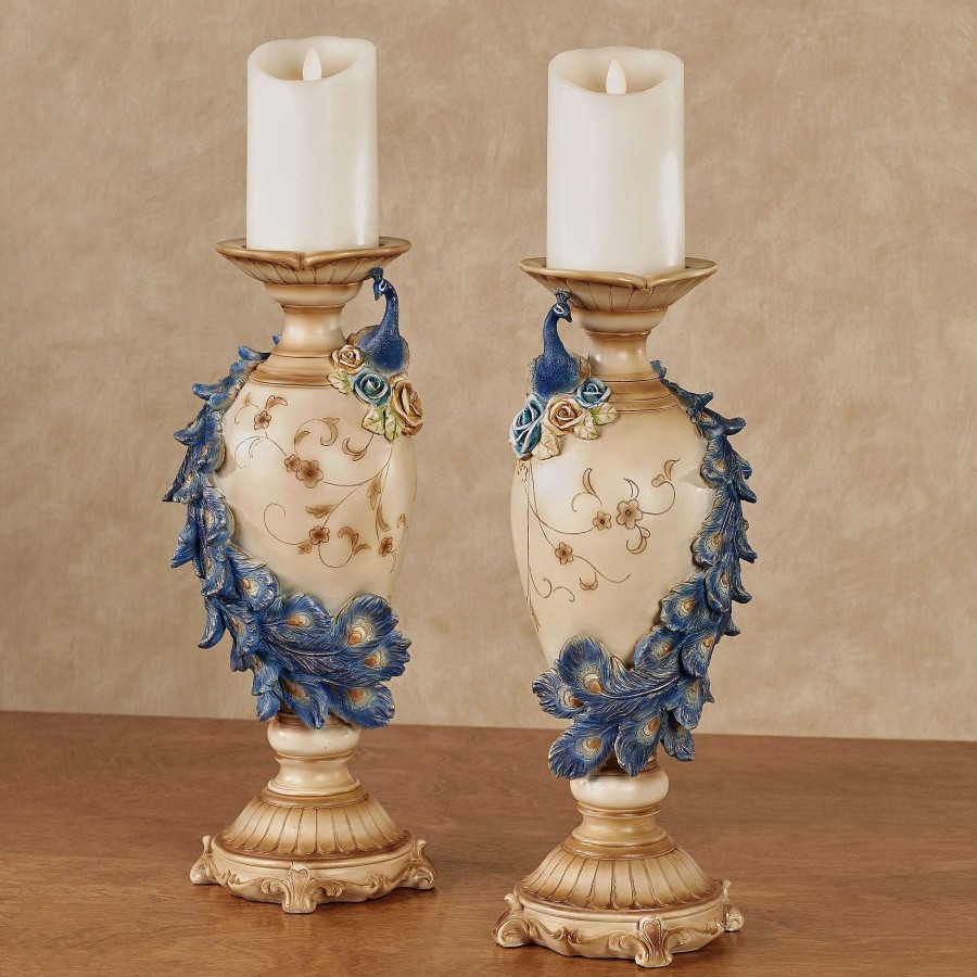 Home Accents Touch of Class | Luxe Plumes Peacock Candleholder Set