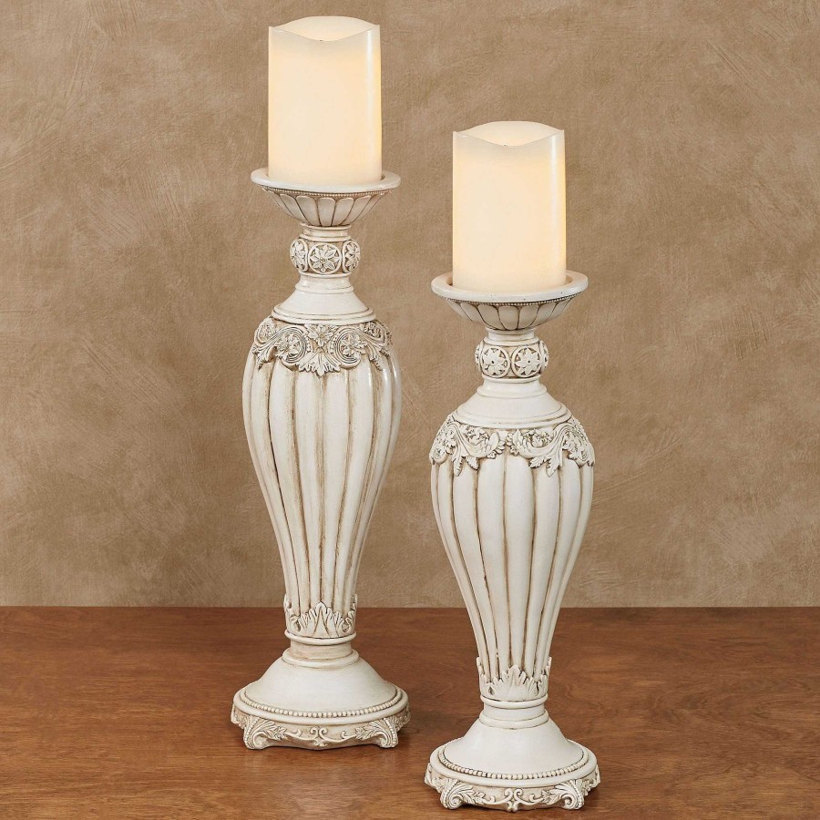 Home Accents Touch of Class | Flowering Medallion Antique Ivory Candleholder Set