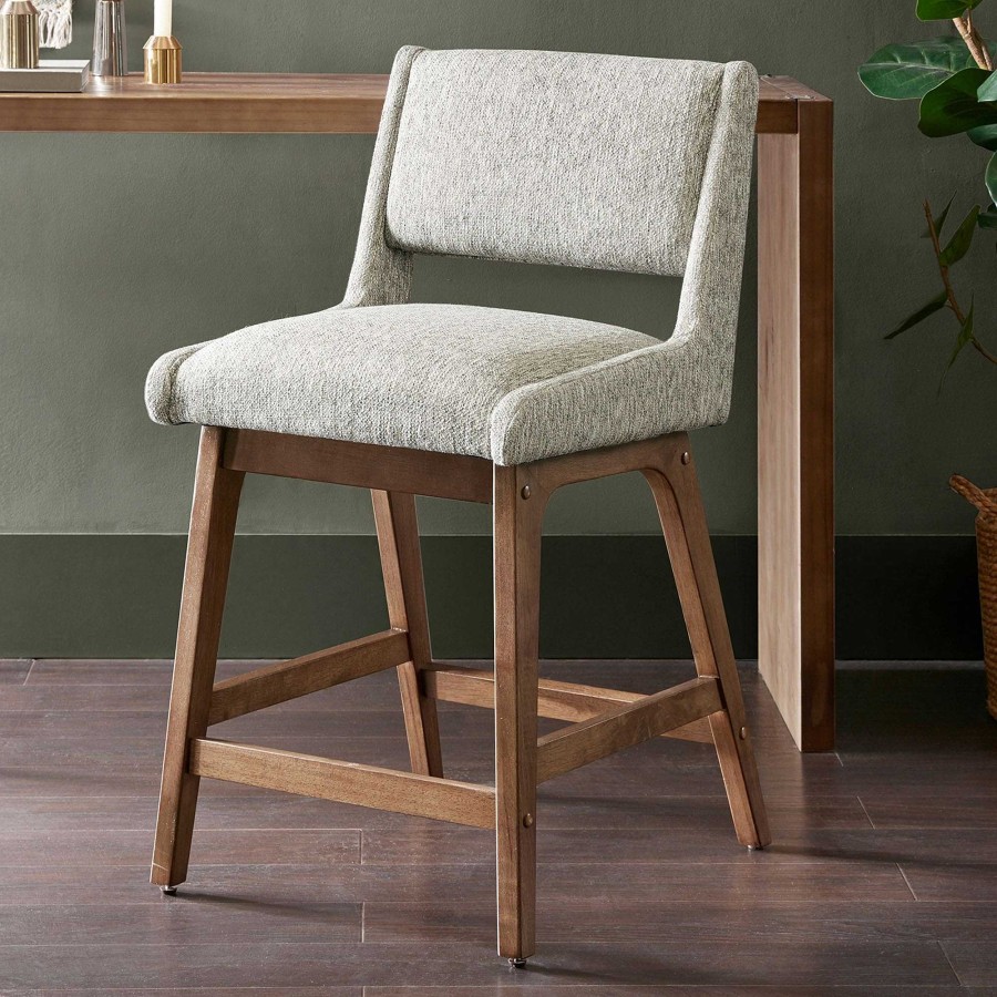 Kitchen Touch of Class | Boomerang Modern Upholstered Solid Wood Counter Stool