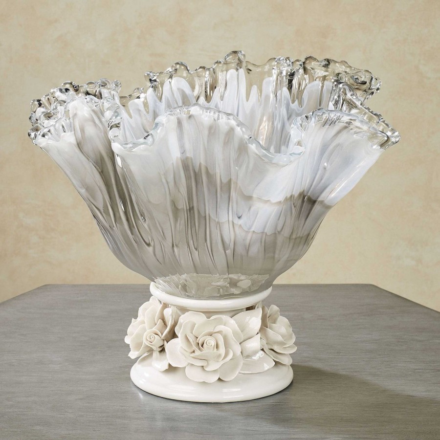 Home Accents Touch of Class | Mylah Rippled Glass And Porcelain Decorative Centerpiece Bowl