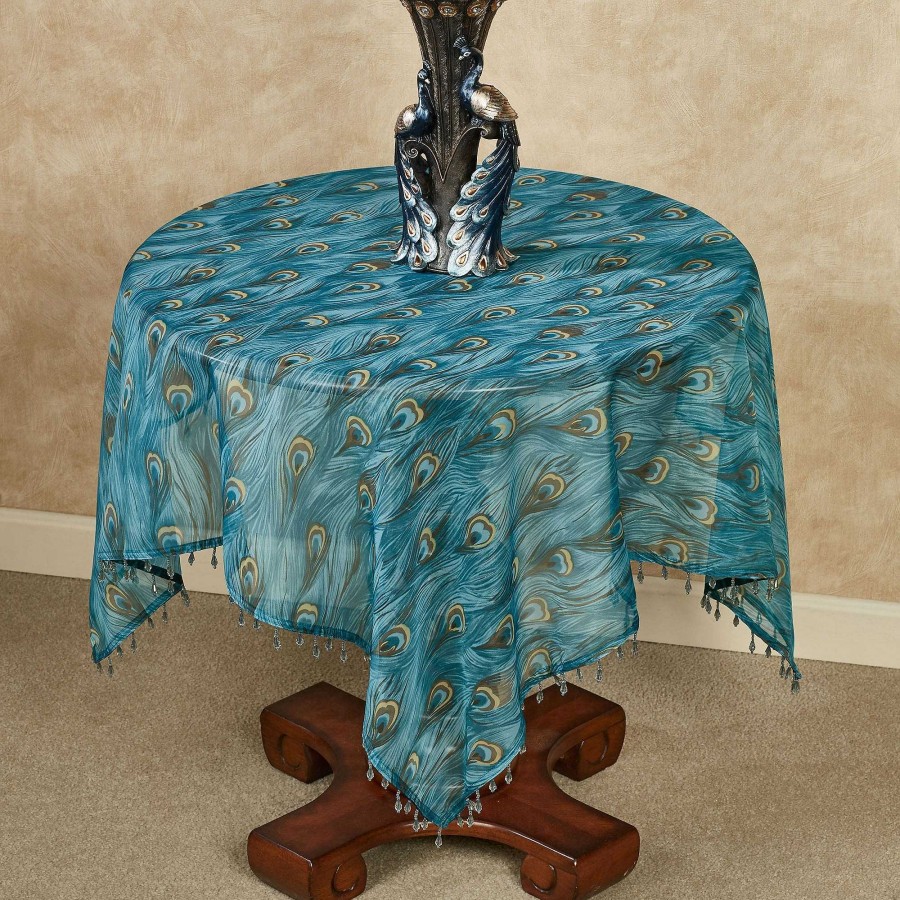 Home Accents Touch of Class | King Peacock Feather Print Sheer Table Topper