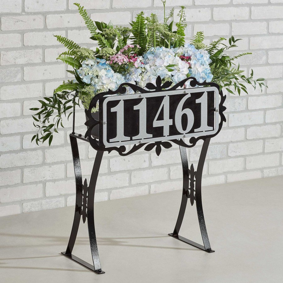 Home Accents Touch of Class | Floret Silver Black Steel Personalized Outdoor Planter Stand By Jasonw Studios