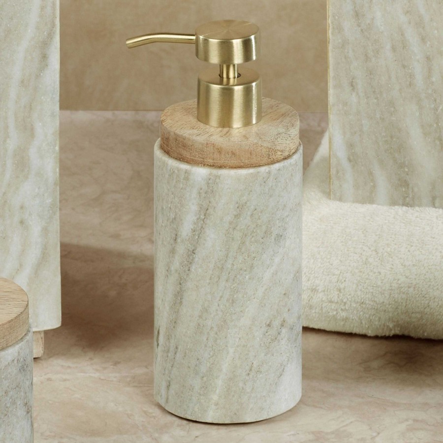 Bath Touch of Class | San Marino Beige Marble And Mango Wood Bath Accessories