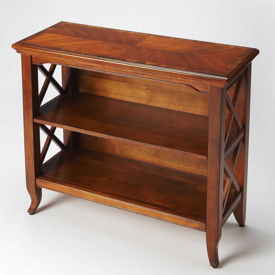 Furniture Touch of Class | Kinsley Wooden Bookshelf With Ash Burl Design Top