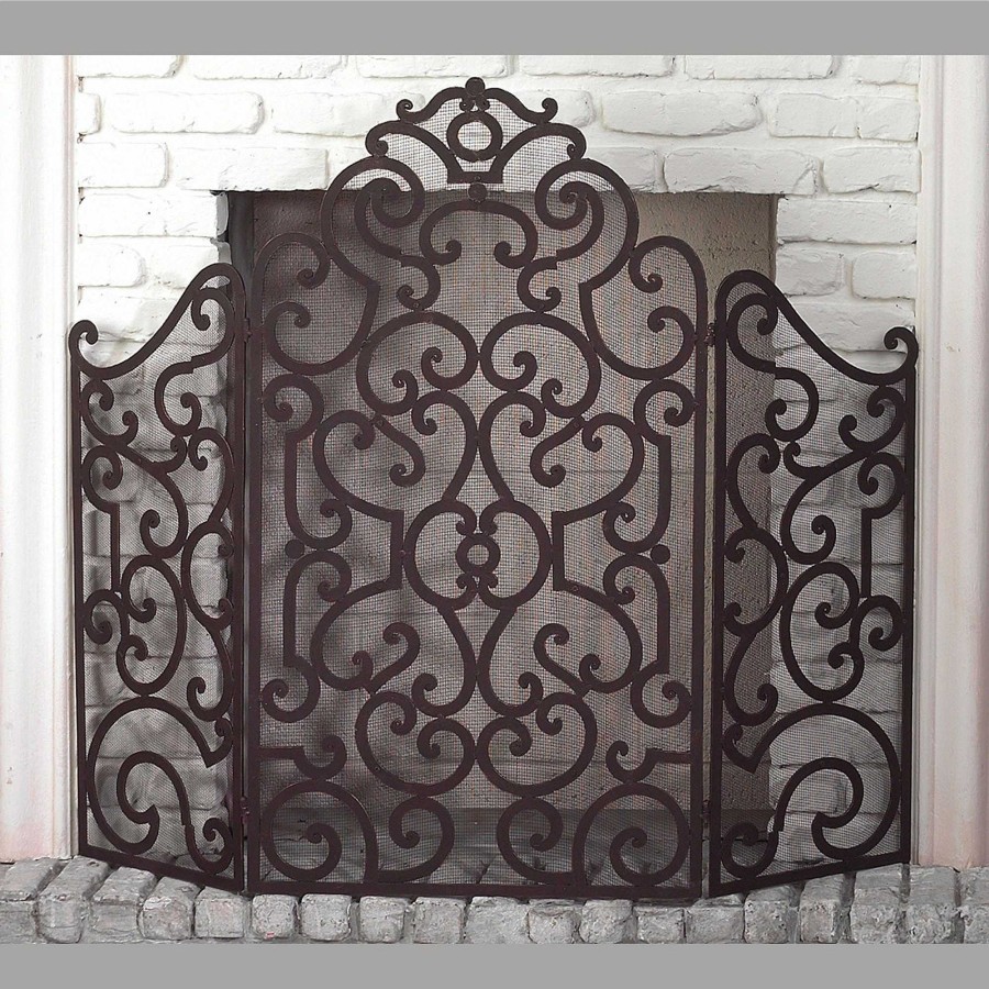 Home Accents Touch of Class | Donovan Dark Brown Scroll Metal Fireplace Screen From Dr Livingstone I Presume