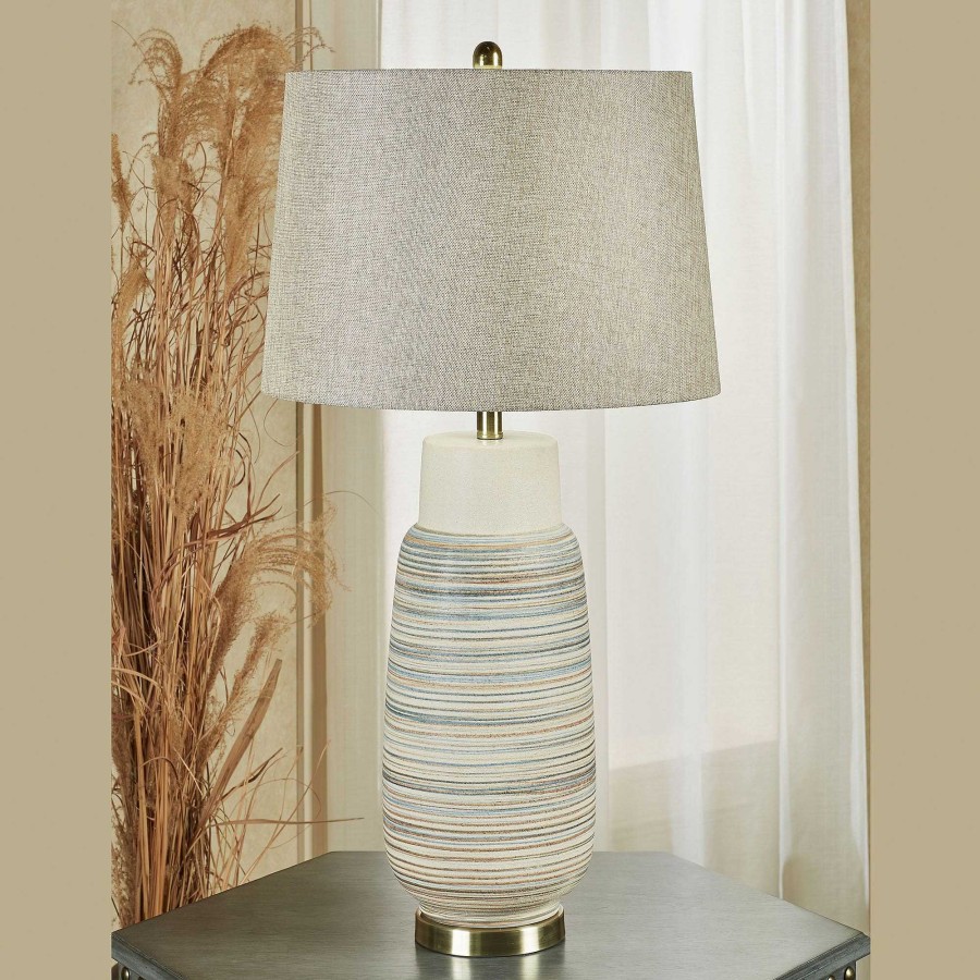 Home Accents Touch of Class | Harlow Striped Ceramic Table Lamp