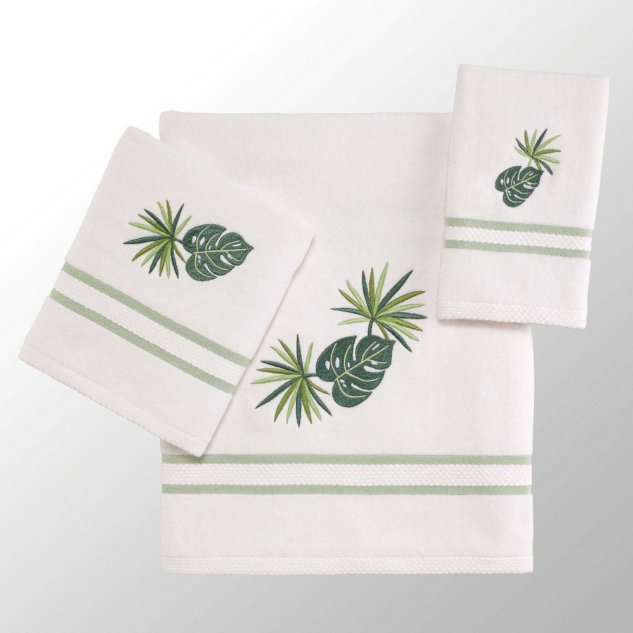 Bath Touch of Class | Viva Palm Leaf Embroidered Tropical Bath Towel Set