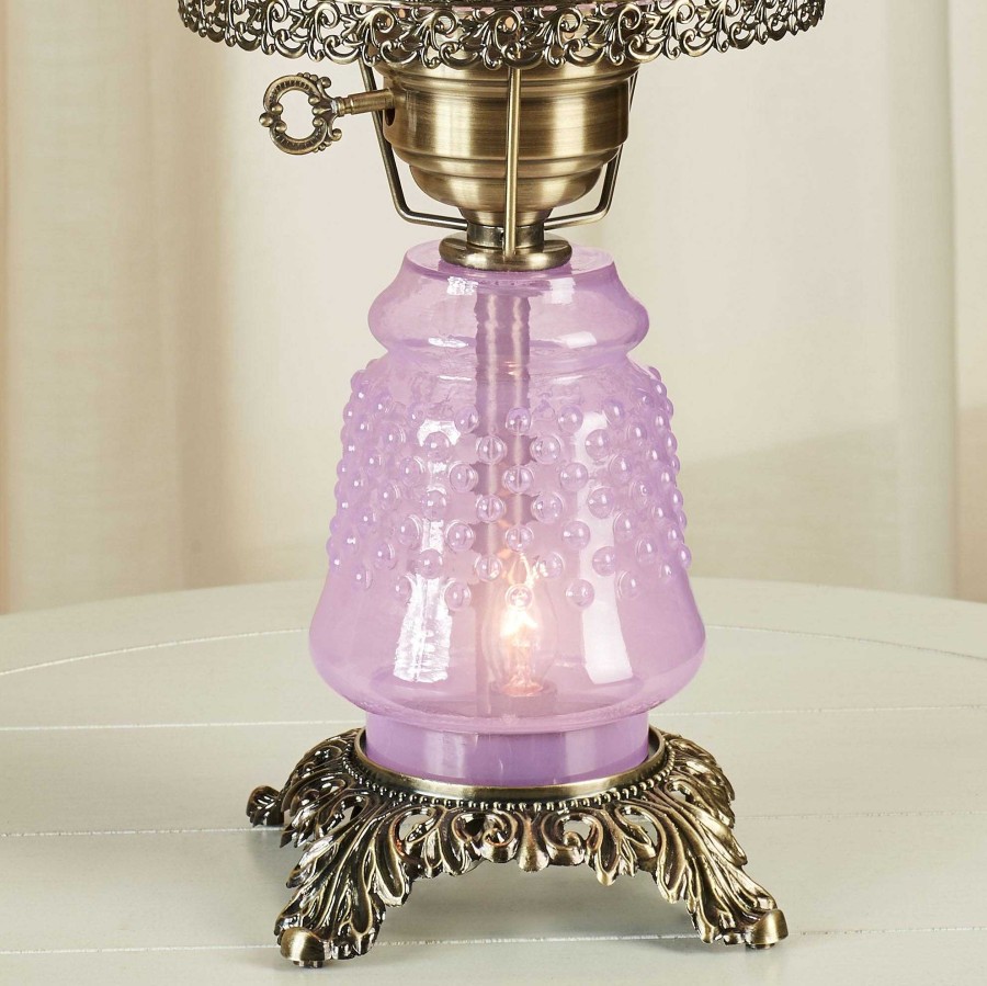 Home Accents Touch of Class | Mindy Orchid Hobnail Glass Hurricane Table Lamp