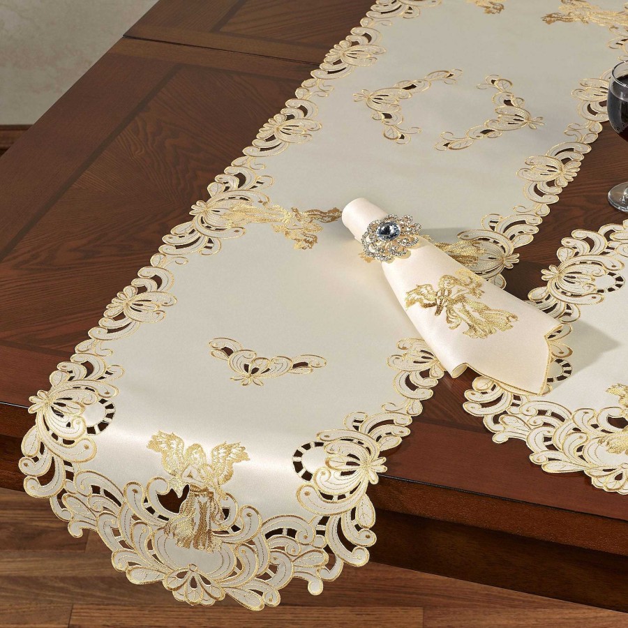 Kitchen Touch of Class | Angelica Embroidered Angel Table Runner And Accessories