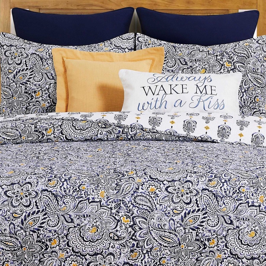 Bedding Touch of Class | Abigail Navy Floral Paisley Mini Quilt Set Bedding