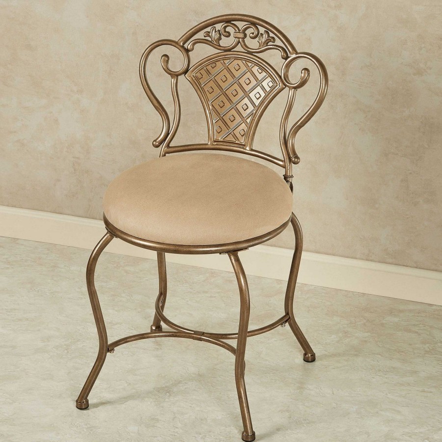 Bath Touch of Class | Claira Gold Upholstered Vanity Chair