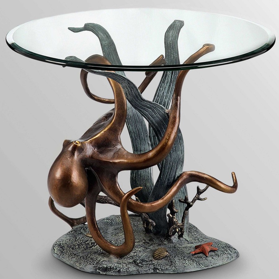 Furniture Touch of Class | Octopus Art Round Accent Table