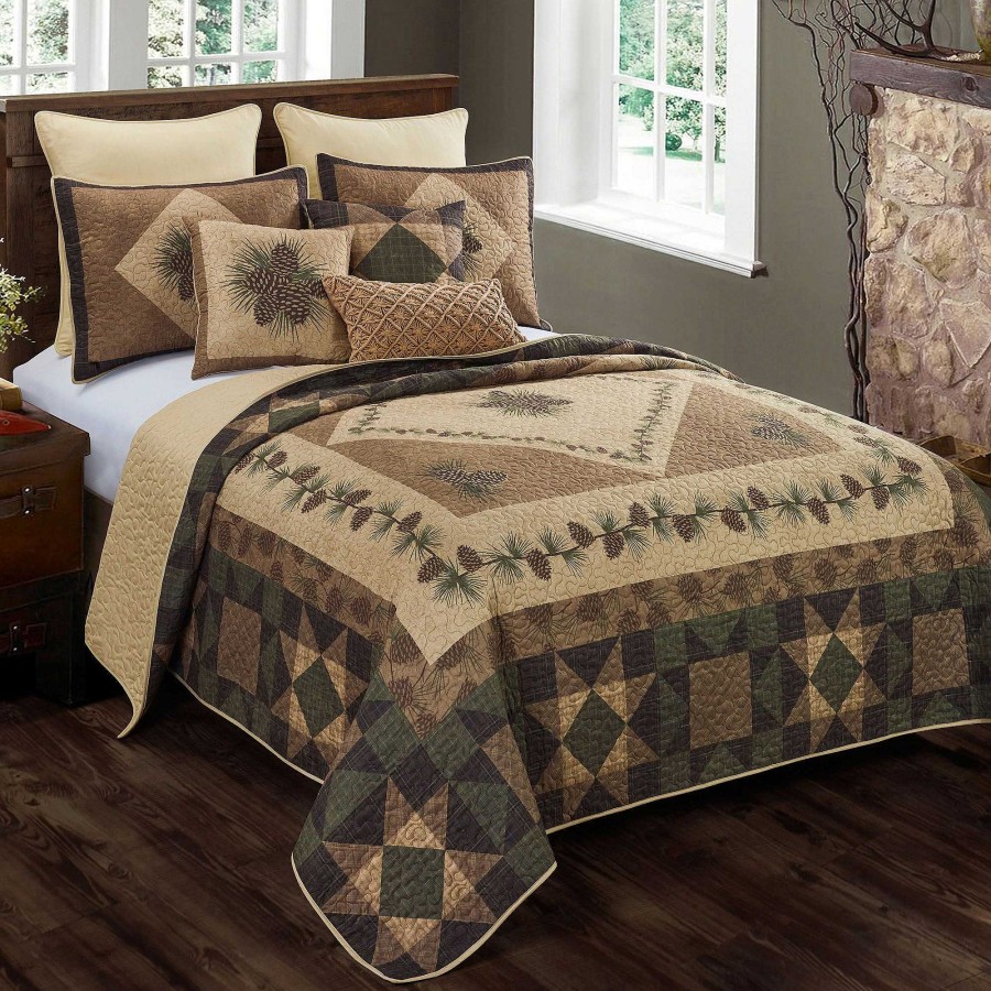 Bedding Touch of Class | Antique Pine Cone Rustic Mini Quilt Set Bedding By Donna Sharp