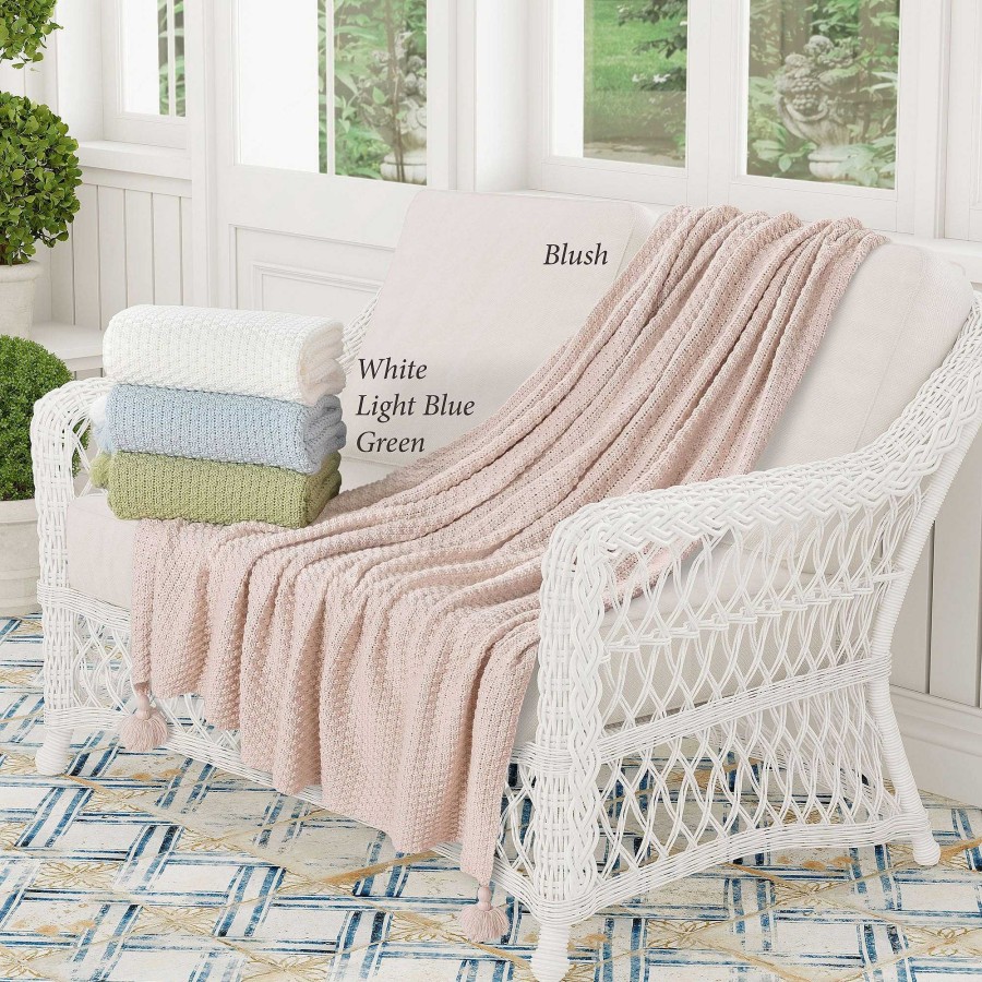 Bedding Touch of Class | Millie Tasseled Acrylic Knit Throw Blanket By Piper & Wright