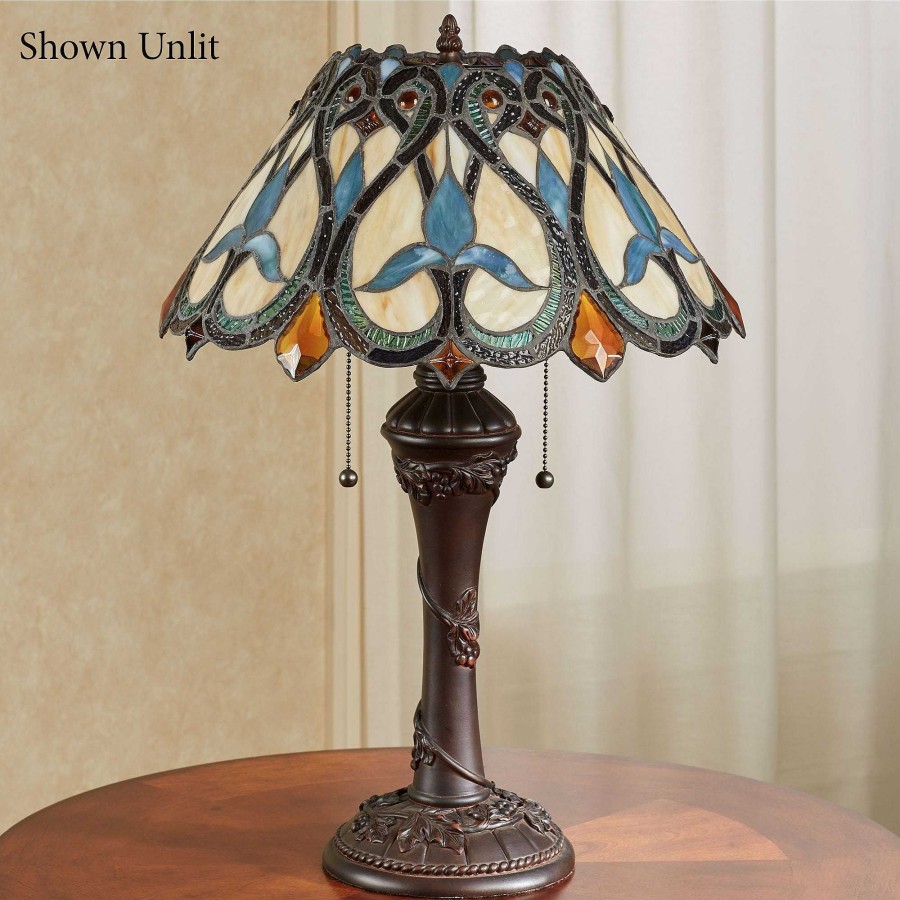 Home Accents Touch of Class | Evanthe Fleur De Lis Stained Glass Table Lamp