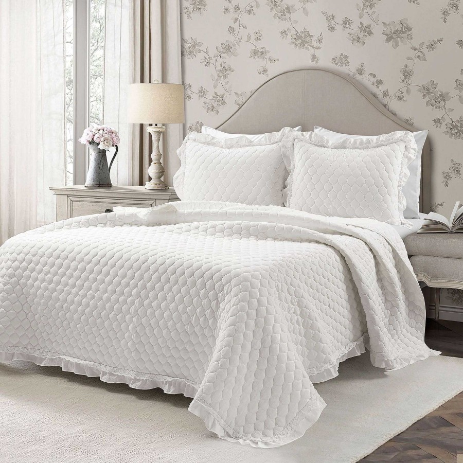 Bedding Touch of Class | Abigail White Ruffle Trim Mini Quilt Set Bedding