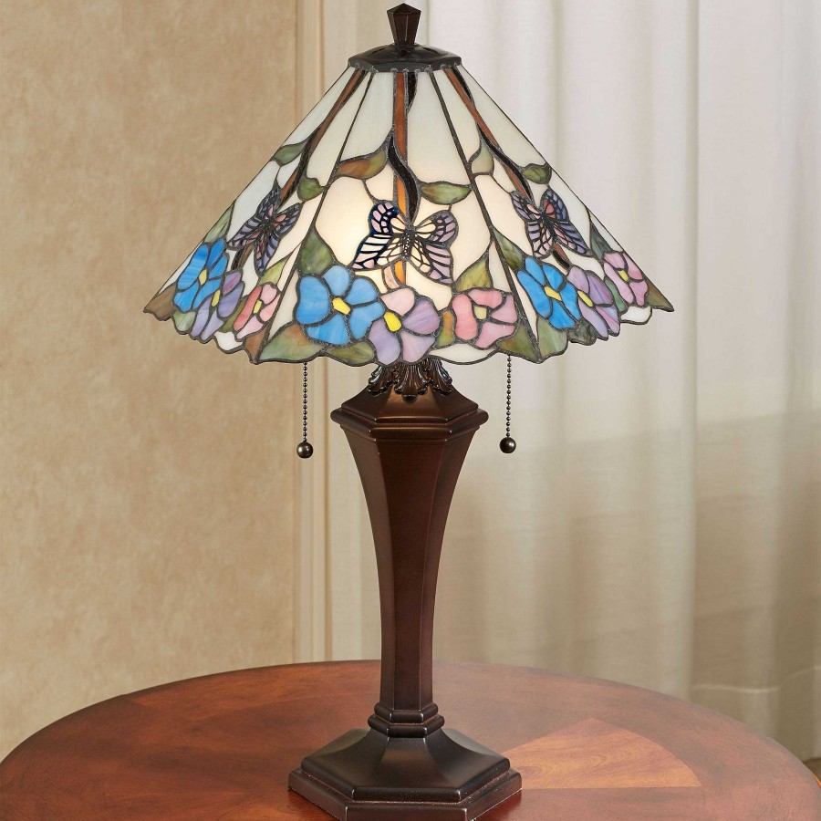 Home Accents Touch of Class | Garden Bliss Butterfly Floral Stained Glass Table Lamp