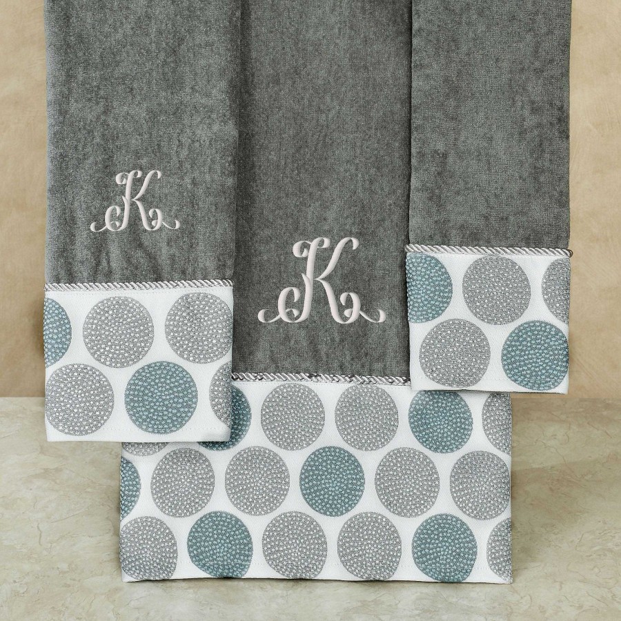 Bath Touch of Class | Dotted Circles Dark Gray Bath Towel Set