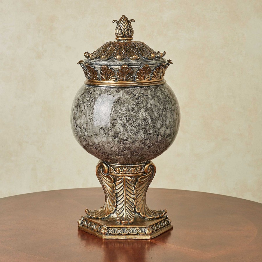 Home Accents Touch of Class | Ashfield Acanthus Leaf Aged Gold And Black Decorative Covered Jar