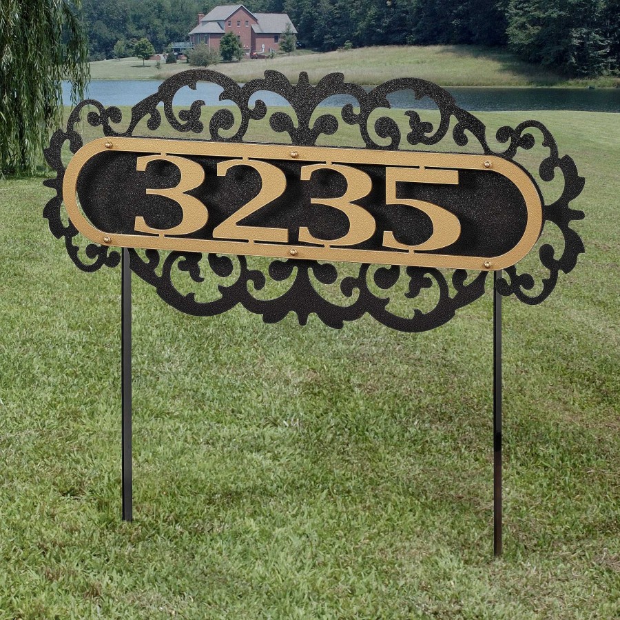 Home Accents Touch of Class | Laroyal Gold Black House Number Yard Address Stake By Jasonw Studios