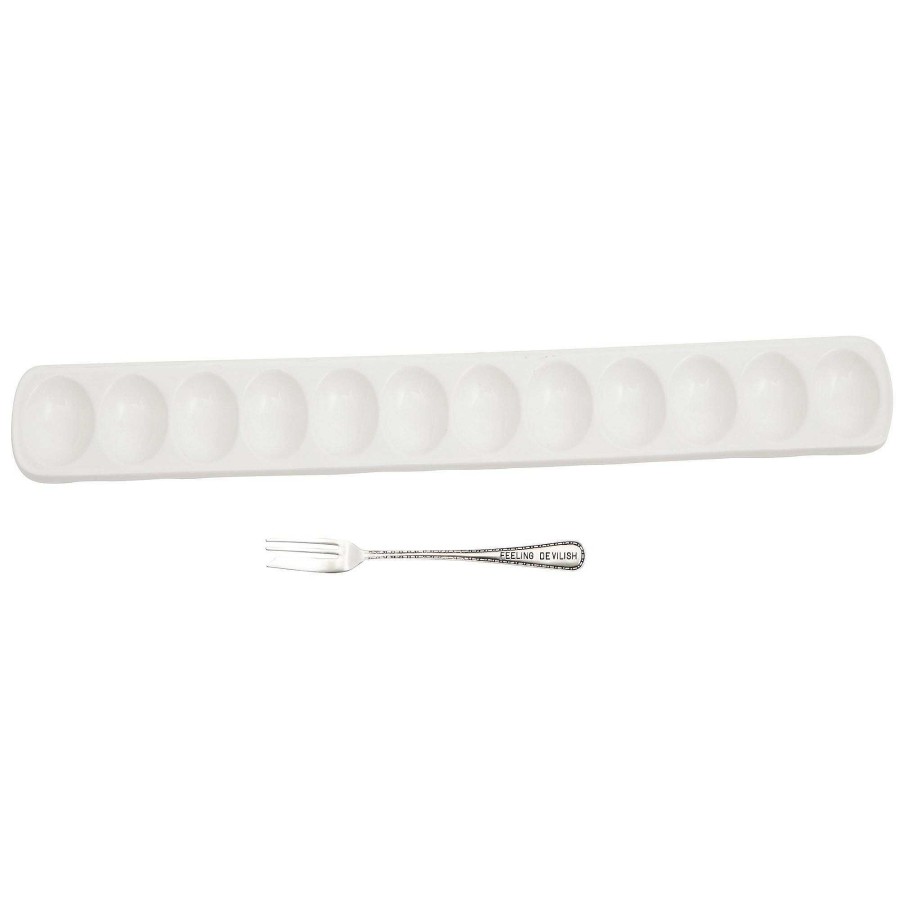 Kitchen Touch of Class | Circa Ceramic Deviled Egg Tray And Fork Set