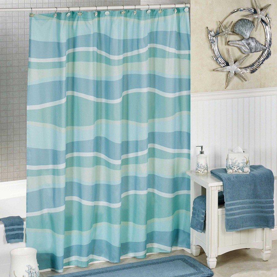 Bath Touch of Class | Ocean Tides Ii Coastal Shower Curtain