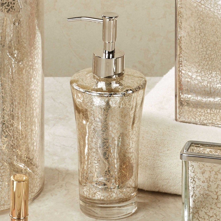 Bath Touch of Class | Vizcaya Champagne Gold Mercury Glass Bath Accessories