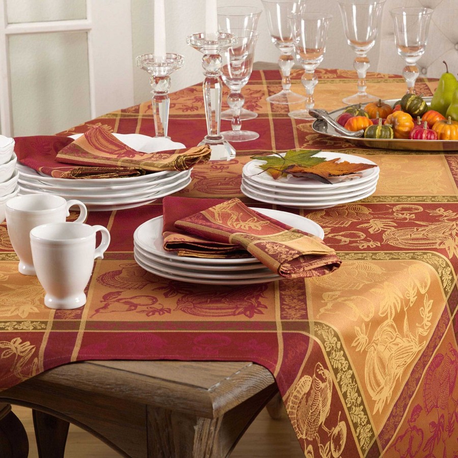 Kitchen Touch of Class | Bountiful Harvest Jacquard Woven Fall Autumn Thanksgiving Table Linens