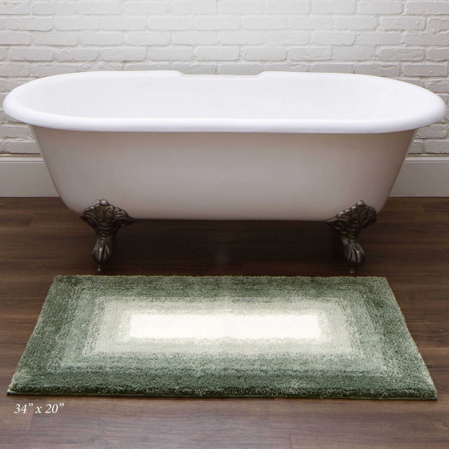 Bath Touch of Class | Seafoam Ombre Border Plush Bath Rugs