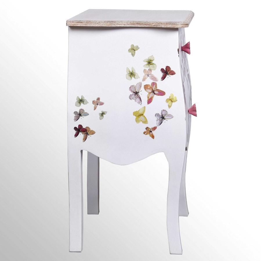 Furniture Touch of Class | Butterfly Array Handpainted Wooden Two Drawer Accent Table