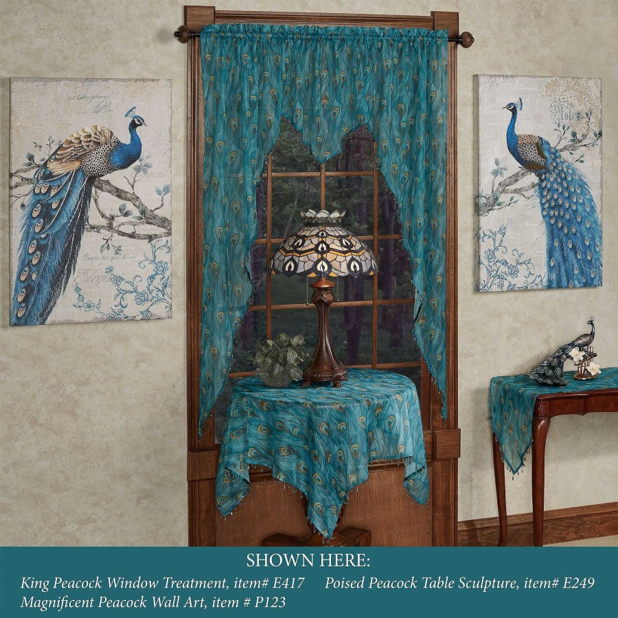 Home Accents Touch of Class | King Peacock Feather Print Sheer Table Topper