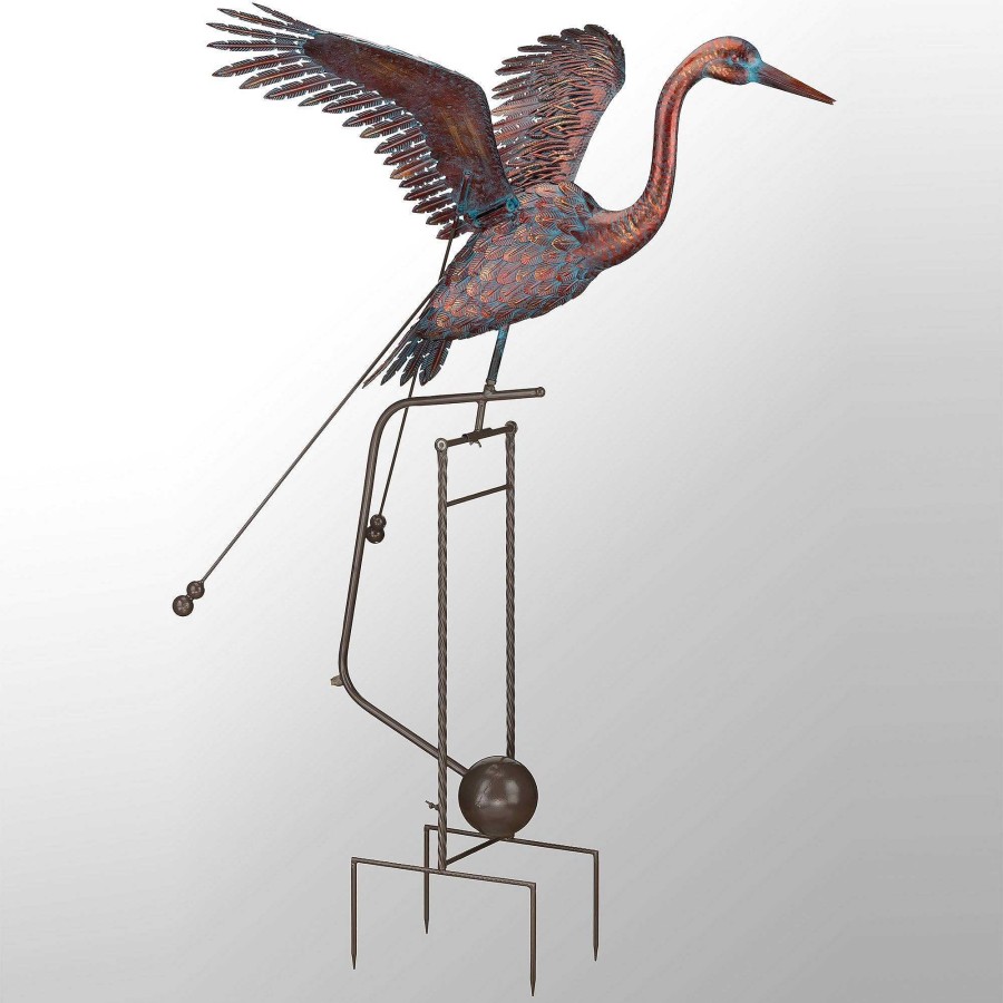 Home Accents Touch of Class | Kinetic Rocking Crane Outdoor Garden Sculpture