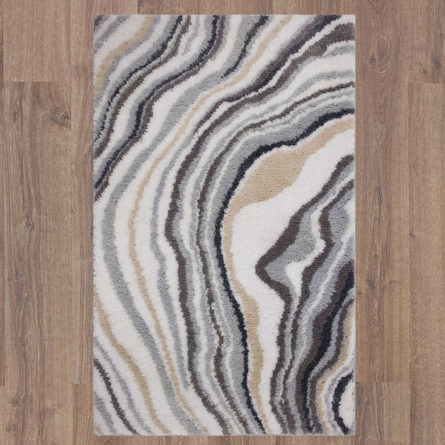 Bath Touch of Class | Serpentine Gray Marbled Super Soft Bath Rugs