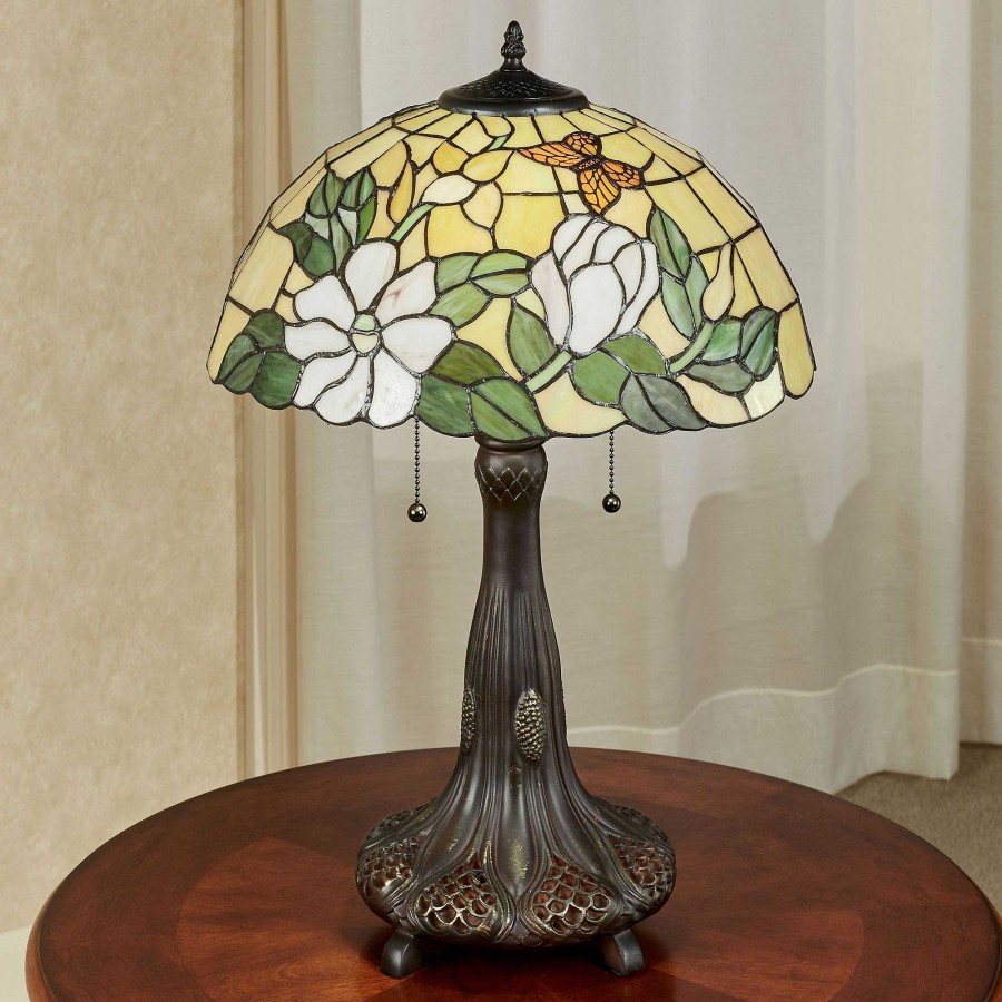 Home Accents Touch of Class | Magnolia Butterfly Floral Stained Glass Table Lamp