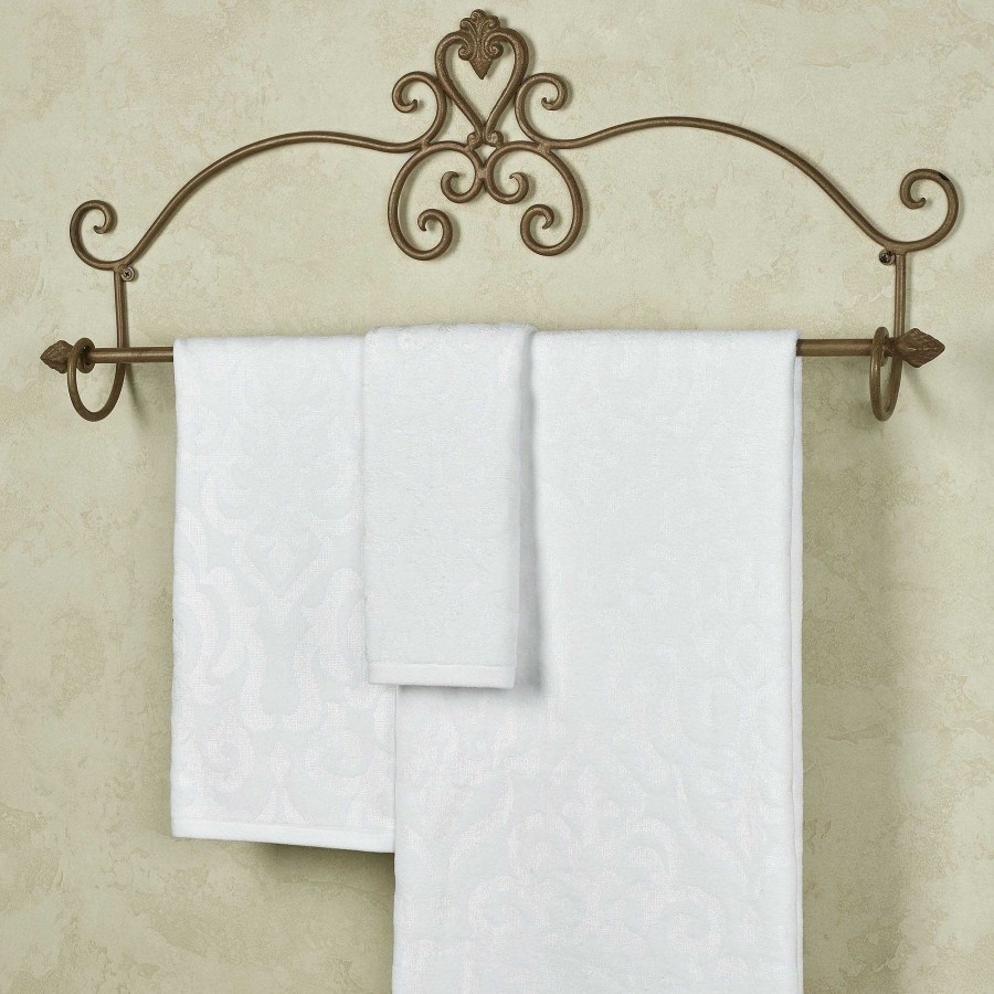 Bath Touch of Class | Sicily White Chenille Damask Bath Towel Set By J Queen New York