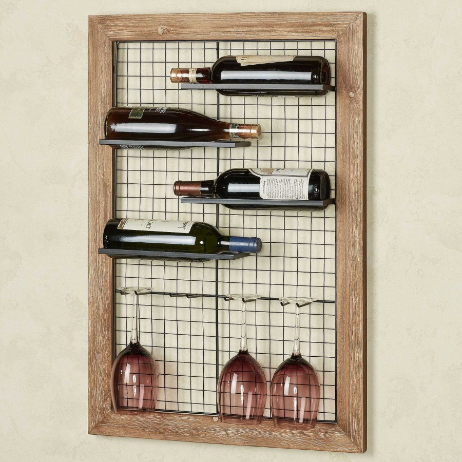 Kitchen Touch of Class | Industrial Openwork Framed Wall Wine Bottle And Stemware Rack