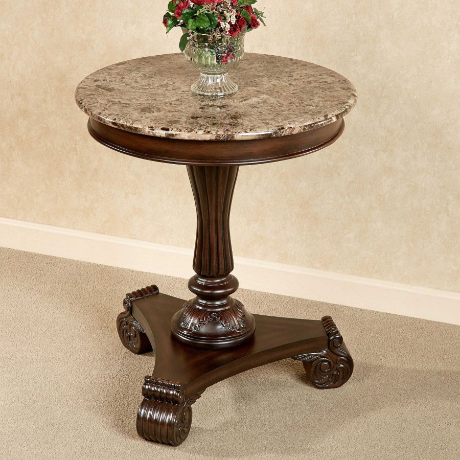 Furniture Touch of Class | Killian Marble Top Round Accent Table