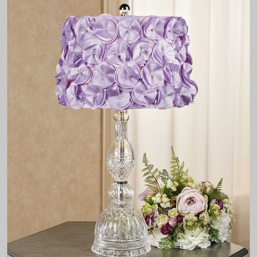 Home Accents Touch of Class | Lydia Clear Glass Table Lamp With Lavender Flower Petal Fabric Shade