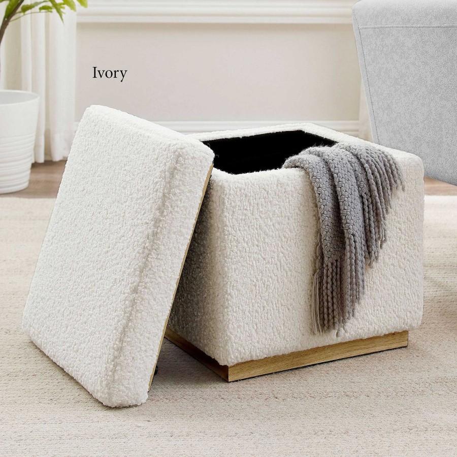 Furniture Touch of Class | Cora Sherpa Square Storage Ottoman